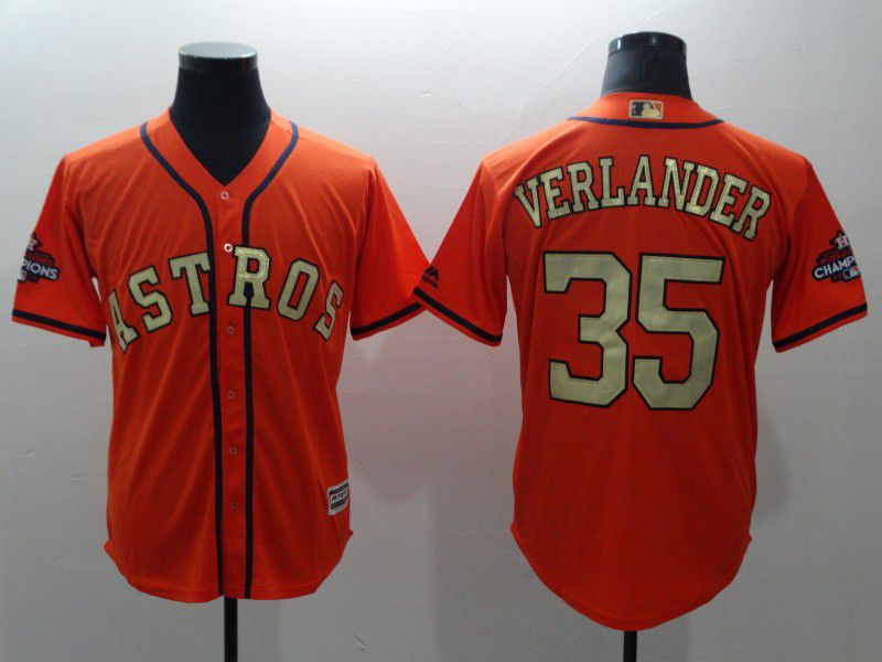 Men Houston Astros #35 Verlander Orange Game Champion Edition MLB Jerseys->->MLB Jersey
